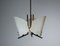 Italian Brass Hanging Light with Opal Glass Shades, 1950s, Image 4
