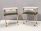 Italian White Lacquered Nightstands with Marble Tops and Glass Shelves, 1950s, Set of 2, Image 3