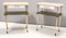 Italian White Lacquered Nightstands with Marble Tops and Glass Shelves, 1950s, Set of 2 1