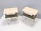 Italian White Lacquered Nightstands with Marble Tops and Glass Shelves, 1950s, Set of 2, Image 4