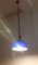 Lampada da soffitto vintage con schermo a cupola in vetro blu su base in ottone, anni '80, Immagine 3
