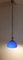 Lampada da soffitto vintage con schermo a cupola in vetro blu su base in ottone, anni '80, Immagine 6