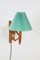 Danish Scissor Light in Oak with Mint Green Lampshade from Lyskaer Blysning, 1960s 4