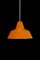 Arbejdspendel Enamel Hanging Light in Orange from Louis Poulsen, 1970s 1