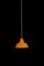 Arbejdspendel Enamel Hanging Light in Orange from Louis Poulsen, 1970s 5