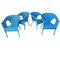 Chaises Vintage en Osier Peint en Bleu, Espagne, Set de 4 5