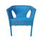 Chaises Vintage en Osier Peint en Bleu, Espagne, Set de 4 3