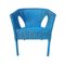 Vintage Spainish Wicker Chairs in Painted in Blue, Set of 4, Image 3