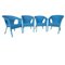 Chaises Vintage en Osier Peint en Bleu, Espagne, Set de 4 1