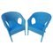 Chaises Vintage en Osier Peint en Bleu, Espagne, Set de 4 6