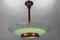 Lampe à Suspension Art Déco en Verre Texturé Vert et Cuivre par Loys Lucha, France, 1930s 2