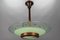 Lampe à Suspension Art Déco en Verre Texturé Vert et Cuivre par Loys Lucha, France, 1930s 6