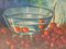José Luis Capitaine, Still Life of Cherries, 20th Century, Oil on Panel, Framed 6