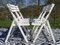 Vintage Folding Chairs in White Wood by Dejou, 1970s, Set of 4 9