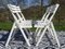 Vintage Folding Chairs in White Wood by Dejou, 1970s, Set of 4, Image 9