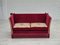 Danish Velour 2 Seater Drop Arm Sofa in Cherry-Red Velour, 1970s, Image 9