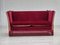 Danish Velour 2 Seater Drop Arm Sofa in Cherry-Red Velour, 1970s, Image 2