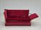 Danish Velour 2 Seater Drop Arm Sofa in Cherry-Red Velour, 1970s 5