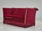 Danish Velour 2 Seater Drop Arm Sofa in Cherry-Red Velour, 1970s, Image 16