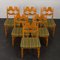 Oak Razor Blade Chairs in Original Upholstery attributed to Henning Kjaernulf for Nyrup, Denmark, 1960s, Set of 6 2