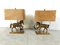 Lampes de Bureau Cheval en Laiton, 1970s, Set de 2 1