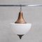Large Mid-Century French Metal and Opaline Glass Pendant Light, 1950s 1