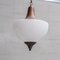 Large Mid-Century French Metal and Opaline Glass Pendant Light, 1950s 3