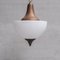 Lámpara colgante francesa Mid-Century grande de metal y vidrio opalino, años 50, Imagen 4