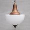 Lámpara colgante francesa Mid-Century grande de metal y vidrio opalino, años 50, Imagen 2