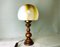 Mid-Century Portuguese Wood and Slag Onyx Glass Table Lamp, 1960s 1