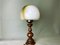 Mid-Century Portuguese Wood and Slag Onyx Glass Table Lamp, 1960s, Image 2