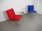 Rote & Blaue Vostra Stühle mit Beistelltisch von Walter Knoll, Deutschland, 1980er, 3er Set 2