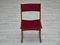 Danish Dining Chairs in Teak & Red Velour, 1960s, Set of 4 5