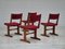 Danish Dining Chairs in Teak & Red Velour, 1960s, Set of 4 2