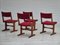 Danish Dining Chairs in Teak & Red Velour, 1960s, Set of 4 3