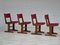 Danish Dining Chairs in Teak & Red Velour, 1960s, Set of 4 1