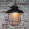 Vintage Industrial Black Enamel & Frosted Glass Pendant Light 6