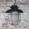 Vintage Industrial Black Enamel & Frosted Glass Pendant Light, Image 7