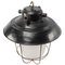 Lámpara colgante industrial vintage de vidrio esmerilado en negro, Imagen 3