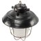 Vintage Industrial Black Enamel & Frosted Glass Pendant Light, Image 3