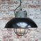 Lampe à Suspension Industrielle Vintage en Fonte, Émail Noir et Verre Transparent 4