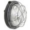 Vintage Industrial Round Gray Metal & Clear Glass Wall Lamp, Image 1