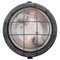 Vintage Industrial Round Gray Metal & Clear Glass Wall Lamp, Image 3
