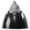 Lámpara colgante industrial vintage de fábrica de vidrio transparente y esmaltado en negro, Imagen 1