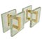 Architectural Clear Glass and Gilt Metal Push Pull Double Door Handles, 1960s, Set of 2 1