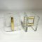 Architectural Clear Glass and Gilt Metal Push Pull Double Door Handles, 1960s, Set of 2, Image 3