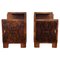 Italian Art Deco Nightstands in Burl Walnut, 1940s, Set of 2 1