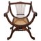 Italian Wooden Carved Caned Back Slatted Armchair, 1940s 1