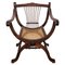 Italian Wooden Carved Caned Back Slatted Armchair, 1940s, Image 1