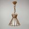 Lámpara colgante de ratán y vidrio opalino al estilo de Louis Sognot, Francia, años 50, Imagen 3